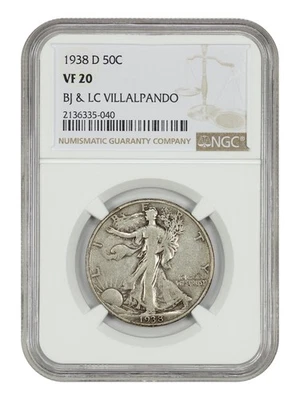 1938-D 50C NGC VF20 - Walking Liberty Half Dollar - Low Mintage Issue - Image 1 of 4