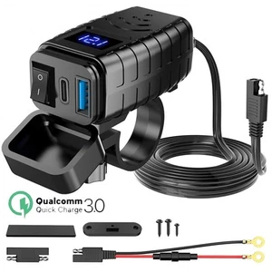 QC 3.0 Motorcycle Dual USB Phone GPS Super Fast Charger Adapter LED Waterproof - Photo 1 sur 8