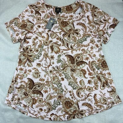 Top de manga corta con estampado de flores talla grande de Jm Collection talla 3X Foto 1 de 4