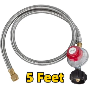 Manguera reguladora de propano ajustable de 5 pies 20 PSI con QCC-1/Tipo, regulador LP de parrilla de gas - Imagen 1 de 4