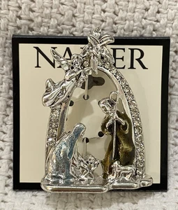 Signed Napier Nativity Scene Silver Tone Brooch - Picture 1 of 19