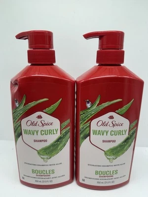 (2)  Old Spice Wavy Curly Shampoo Aloe & Avocado Oil Large With Pump 21.9oz - Image 1 of 2