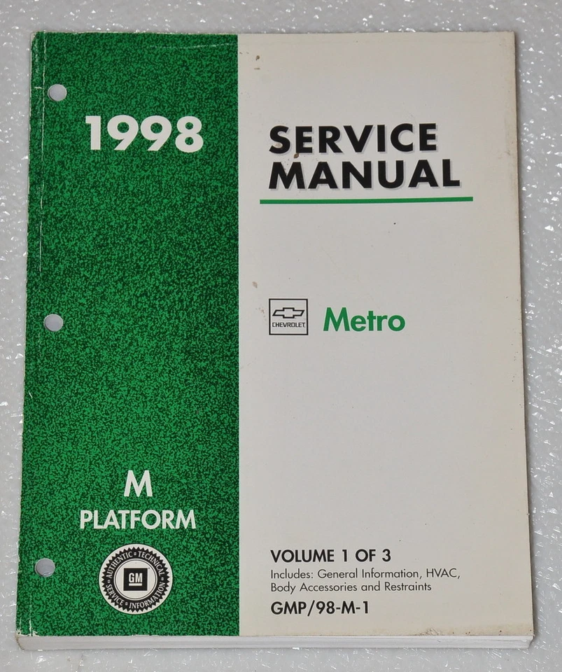 1998 Chevy Geo Metro Factory Shop Service Manual Volume 1 Body & Electrical - Image 1 of 1