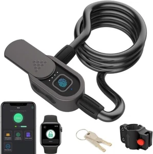 Fingerprint Cable Lock with Key Waterproof Bicycle Lock eLinkSmart 150cm Steel C - Picture 1 of 7