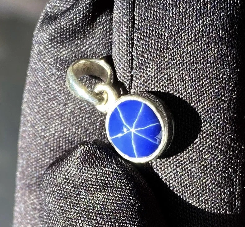 925 Silver Blue Star Sapphire Gemstone Pendant Birthday Gift For Men & Women - Image 1 of 4