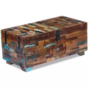 Wooden Coffee Table With Storage Compartments Antique Style Chest Box Furniture - Picture 1 of 9