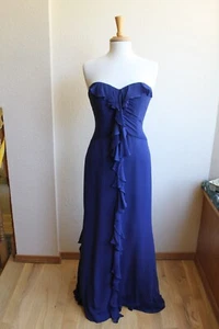 badgley mischka dress 6 Navy Blue Silk Formal Strapless - Picture 1 of 3