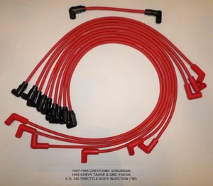 1987-1995 CHEVY/GMC SUBURBAN TAHOE YUKON 5.7L 350 TBI RED 8MM Spark Plug Wires - Picture 1 of 1
