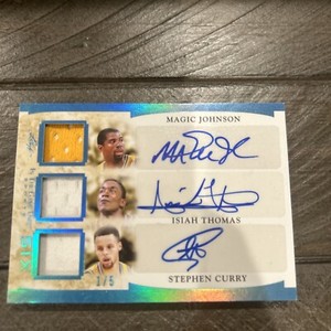 2022 Leaf In the Game 6 Way Patch AUTOS #1/5 STEPH CURRY/MAGIC/ISIAH/PARKER/KIDD