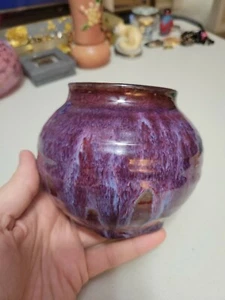 Vintage Oxblood Flambe Handmade Porcelain Pottery Bowl - Picture 1 of 9