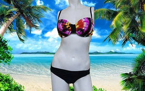 NWT GIDEON OBERSON abstract 2 pc 32B/C BIKINI BATHING SUIT Swimsuit SZ 6 - Picture 1 of 6