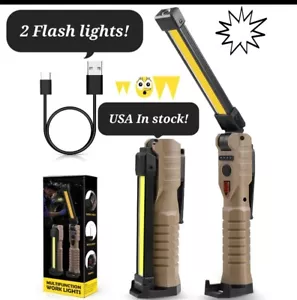 Rechargeable LED COB Work Light Mechanic Flashlight Lamp Magnetic Heavy Duty - Picture 1 of 10