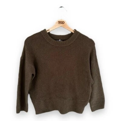 Ladies Monoprix Green Cropped Jumper Sweater Top Size 6 - Image 1 of 3