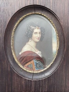 antique portrait miniature painting Noble Beauty RARE art Piece Bargains Deals - Picture 1 of 6