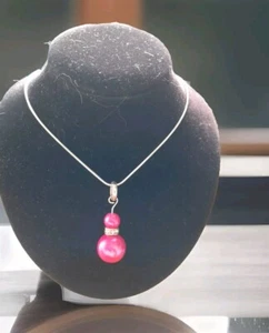 925 silver necklace With Pink Pearls 25cm - Picture 1 of 2
