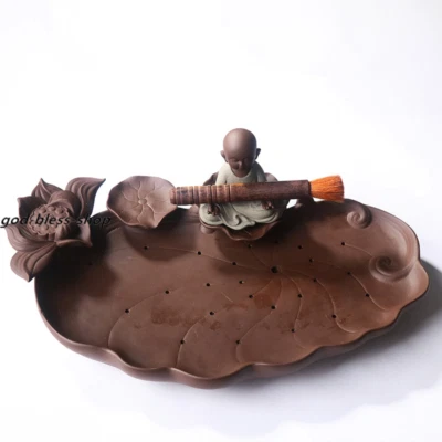 reservoir tea plate for pot cup yixing zisha purple clay tea tray lotus tea pet - Image 1 of 4