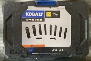 Juego de enchufes de impacto profundo Kobalt 10 piezas 3/8 pulgadas unidad 6 puntos métrico 864581 ¡Nuevo! - Imagen 1 de 3