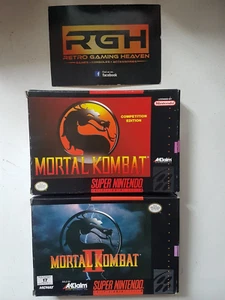 MORTAL KOMBAT 1 + 2 SUPER NINTENDO USA SNES GAMES VERY GOOD CON - Picture 1 of 16