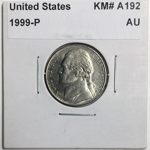 1999-P Jefferson Nickel - (AU) Carded KM#192 - N99PAU Cover