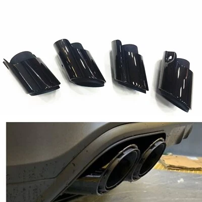 Black Rear Bumper Exhaust Pipe Tips SetsFor Porsche Macan S 3.0L 2014 2015-2023 - Image 1 of 4