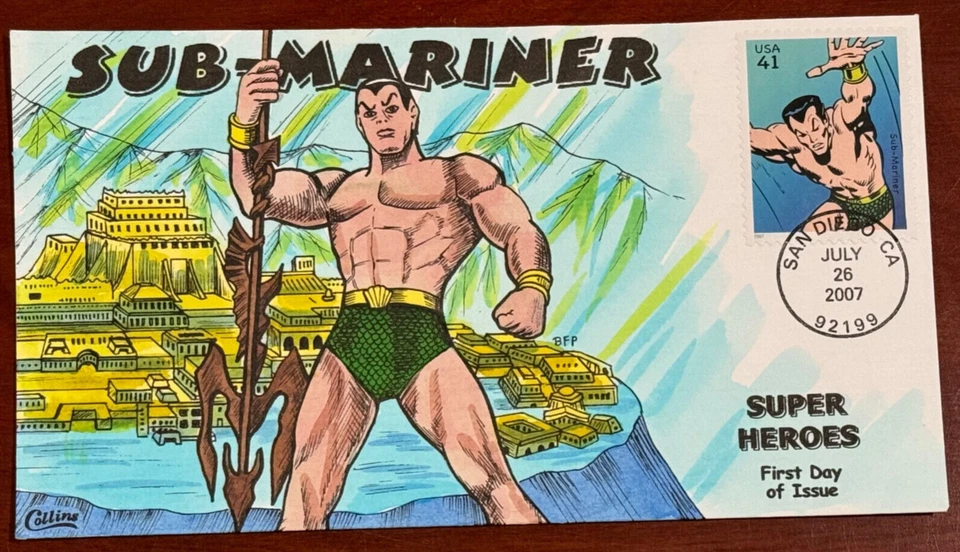 4159c Marvel Comics "SUB-MARINER" single FDC Collins Hand-Painted. Perfect!!! - Image 1 of 1