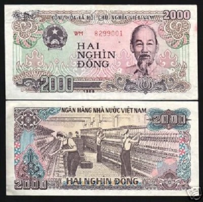 VIETNAM 2000 2.000 Dong P-107 B 1988 x 100 piezas lote PAQUETE GRANDE serie # UNC VND Foto 1 de 2