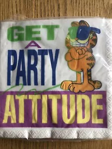 Tovaglioli da pranzo vintage Hallmark Party Express Garfield Get A Party Attitude nuovi con scatola - Foto 1 di 5
