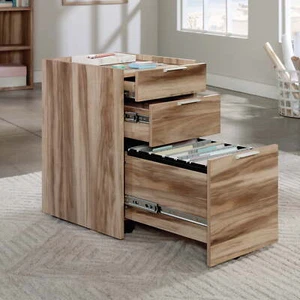 Sauder Bergen Circle Mobile Pedestal, Kiln Acacia Finish - Picture 1 of 10
