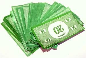 20 x $20 Notes Money 1976 1978 Australian Monopoly Game Parts Non-Gloss 1970's - Picture 1 of 1