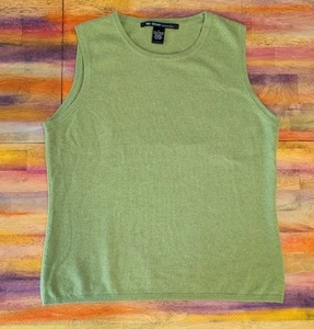 ⭐McDuff Womens Sweater Top 100% CASHMERE Pullover Knit Blouse Sleeveless Green L - Picture 1 of 4