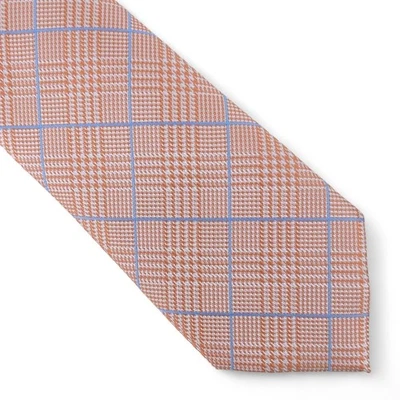 Corbata a cuadros para hombre Club Room clásica preppy 3,25" naranja azul Foto 1 de 4