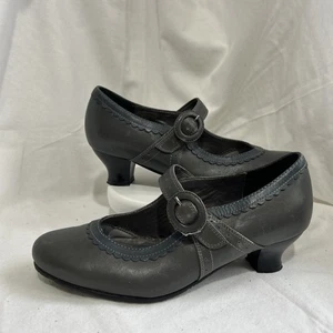 Hotter Mary Jane Shoes Women’s Uk 6 Grey Leather Low Heels Strap Smart Dance - Picture 1 of 12