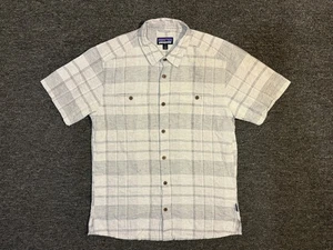 Patagonia Shirt Mens Medium Gray Plaid Back Step Hemp Organic Cotton Casual - Picture 1 of 6