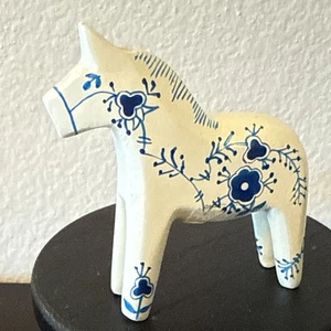 RARE Larsen Royal Copenhagen Blue Fluted Dala Wooden Horse 3” - Picture 1 of 5