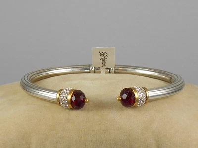 Brazalete Brazalete Brighton Plateado MERIDIANO Cristal Rojo Bisagras JF0146 Foto 1 de 3