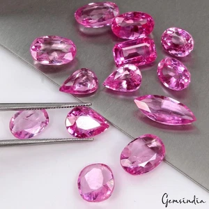 13 Pcs Beautiful Hydro Pink Ruby Mix Faceted Cut Loose Gems For Jewelry~35.10 Ct - Picture 1 of 7