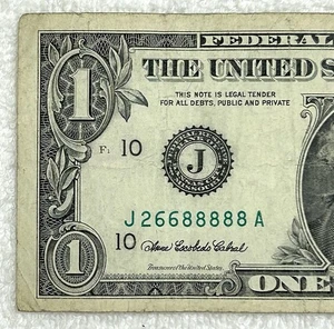2006 Federal Reserve Note $1 Bill Fancy Serial Five In A Row - 26688888 - Picture 1 of 3