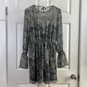 Joie Kleid Gr. S Mehrfarbig Paisley Print Transparent Overlay Schimmer Neu mit Etikett Boho  - Bild 1 von 12