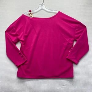 Womens Pullover Tunic Crew Neck Long Sleeve Sweatshirts Top Hot Pink XL - Picture 1 of 6