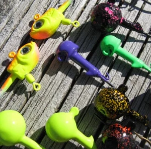 Barnacle Head Lead Head Lipstick Gumball Minnow Head Mixed Shallow Casting Jigs - Picture 1 of 5