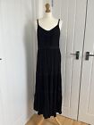 Black Romantic Maxi Dress Size 14 Sweetheart Neck, Lacey Trim Pull Over