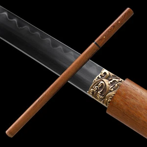 30In Shirasaya T10 Clay Tempered Wakizashi Japanese Katana Samurai Sword Sharp - Picture 1 of 12