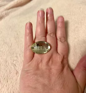 Calvin Klein Yellow stone Ring set in gold tone metal Size 9 NWT/NIB - Picture 1 of 5