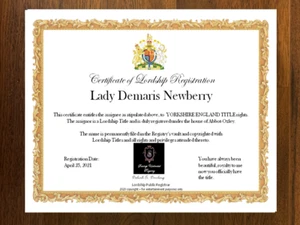 Become a Lord or Lady Royal Title All Occasions Wedding Last Minute Valentine - Picture 1 of 4