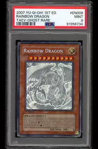 Yugioh PSA 9 MINT Rainbow Dragon 1st Edition TAEV-EN006 GHOST RARE 2007 - Picture 1 of 2