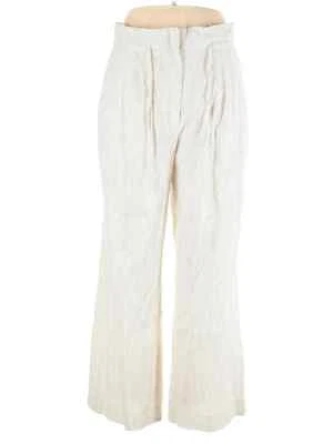 Pantalones Alex Marie Mezcla de Lino Pierna Ancha Tiro Alto Bolsa de Papel Pin Rayas Talla 16 Foto 1 de 4