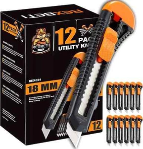 12er-Pack Allzweckmesser einziehbar Teppichmesser für Kartons Karton und Kartons NEU - Bild 1 von 3