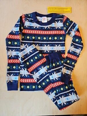 NWT HANNA ANDERSSON SCANDI SNOWFLAKE FAIR ISLE LONG JOHN PAJAMAS 120 6 7 - Image 1 of 4