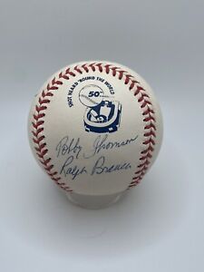Ralph Branca Bobby Thomson Shot Heard Round World Autographed Logo Baseball JSA