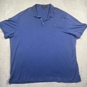 Ralph Lauren Polo Shirt 100% Cotton Classic Fit Casual Blue Men's XXL Flesh Pony - Picture 1 of 5